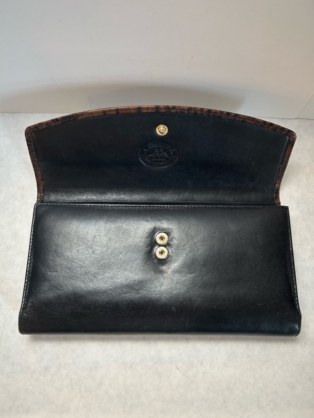 Brahmin Tuscan Two-tone Leather Tri-fold Checkbook Wallet w/Removable Cover EUC - Picture 6 of 15